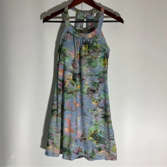 Prana Cantine Dress Blue Graceful Stretch Halter Double Strap back Round Neck XS - Picture 16 of 16